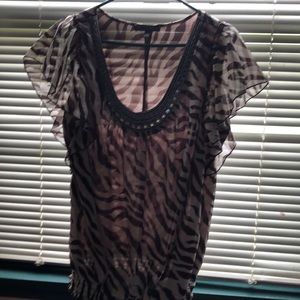 Brown zebra print blouse. Size 2X